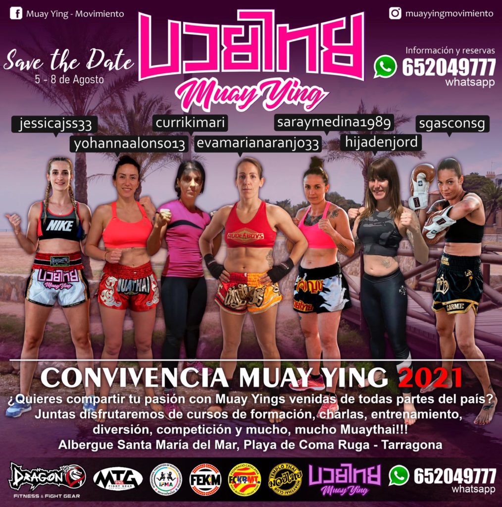 Poster de Stage del 5 al 8 de agosto 2021 de Muay-Thai femenino, imagen de 7 peleadoras